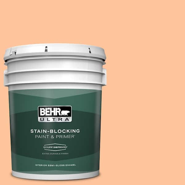 BEHR ULTRA 5 gal. #260B-4 Orange Sherbet Extra Durable Semi-Gloss Enamel Interior Paint & Primer