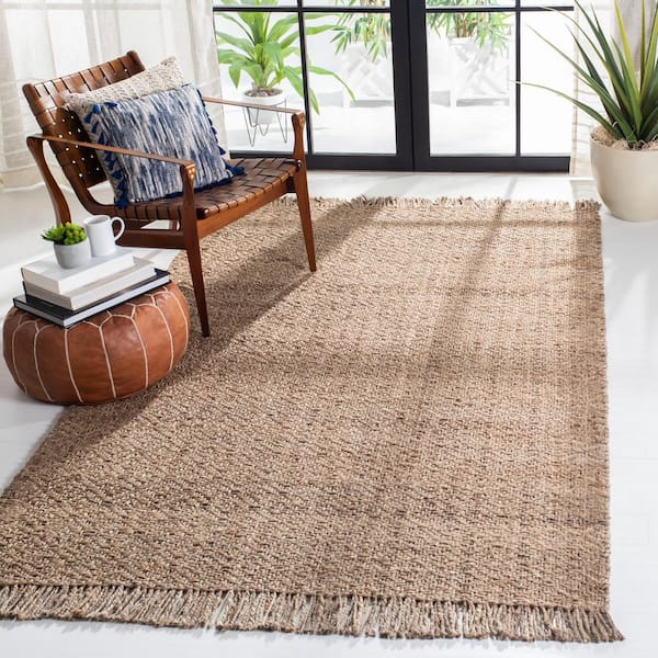 Natural Fiber 4 ft. x 6 ft. Gray/Natural Solid Color Area Rug