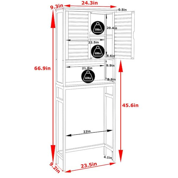 Bamboo Over the Toilet Storage Cabinet with Shelf