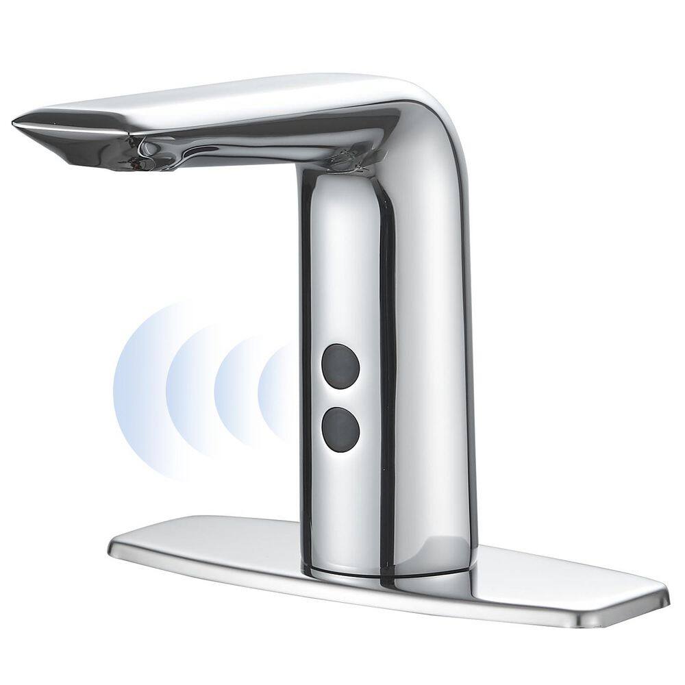 Single Handle Single Hole Bathroom Sink Faucet with Deck Plate and Touchless Sensor in Polished Chrome price history on PriceWatchPro