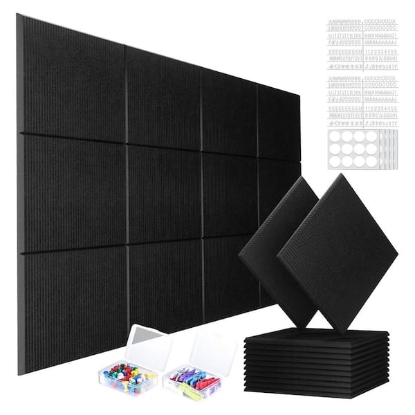 48 x 36 Felt Wall Tiles Bulletin Board Set with Pushpins and Letters Removable Damage-Free for Home Office School Use