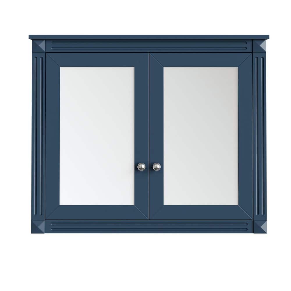 36 in. W x 28.7 in. H Rectangular Wood Blue Medicine Cabinet with Mirror, Bathroom Storage Cabinet price history on PriceWatchPro