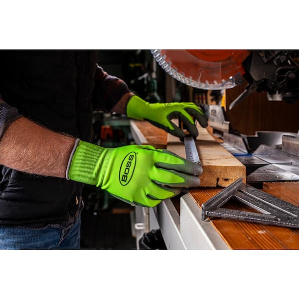 Boss Tactile Grip Men's Large Grey Polyurethane Coated Anti-Slip Gloves  (10-Pack) B33131-L10P - The Home Depot
