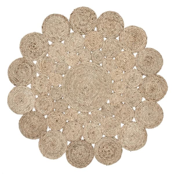 nuLOOM Eden Circle Braided Natural 6 ft. x 6 ft. Jute Indoor Round Rug ...