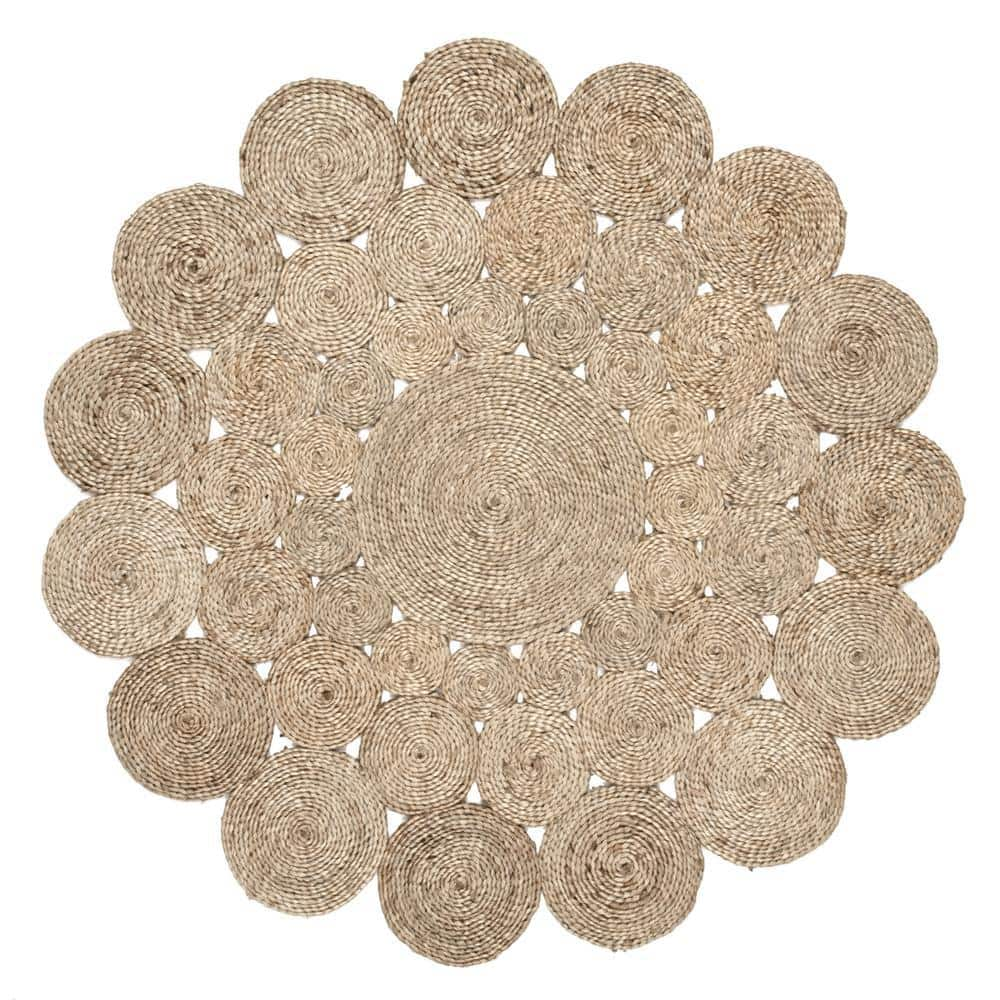 nuLOOM Eden Circle Braided Natural 8 ft. x 8 ft. Jute Indoor Round Rug ...