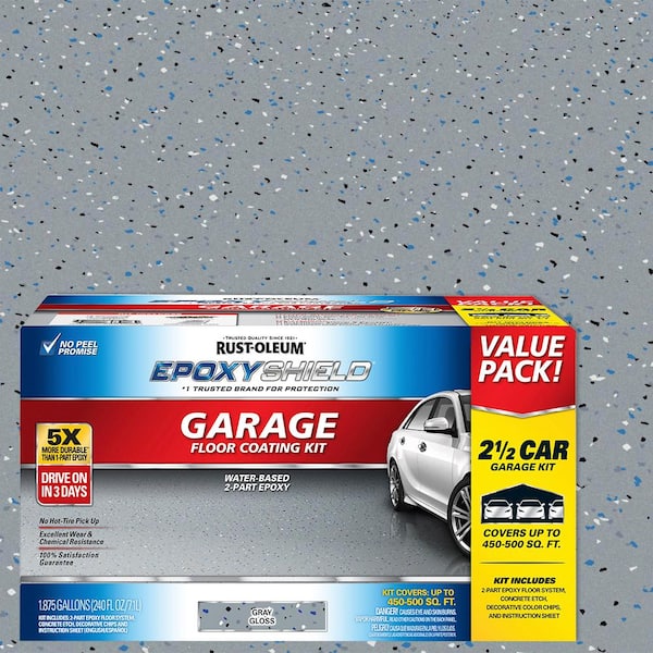 Rust-Oleum EpoxyShield 240 oz. Gray High-Gloss 2.5-Car Garage Floor Kit