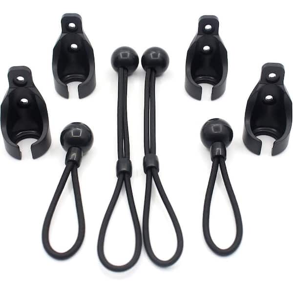 Outdoor Roller Shade Tie Downs Curtains Tie Back with Holder Wall Mount Bungee Cords for Patio Deck Porch (2-Pack)