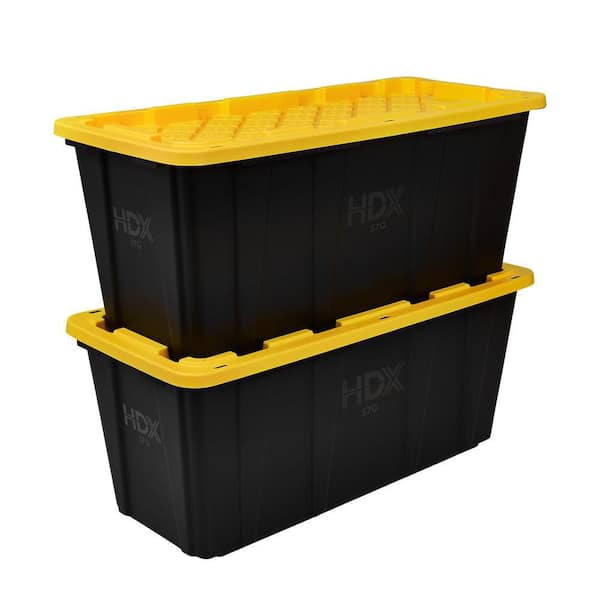 HDX 57 Tough Storage Tote in Black with Yellow Lid 999-57G