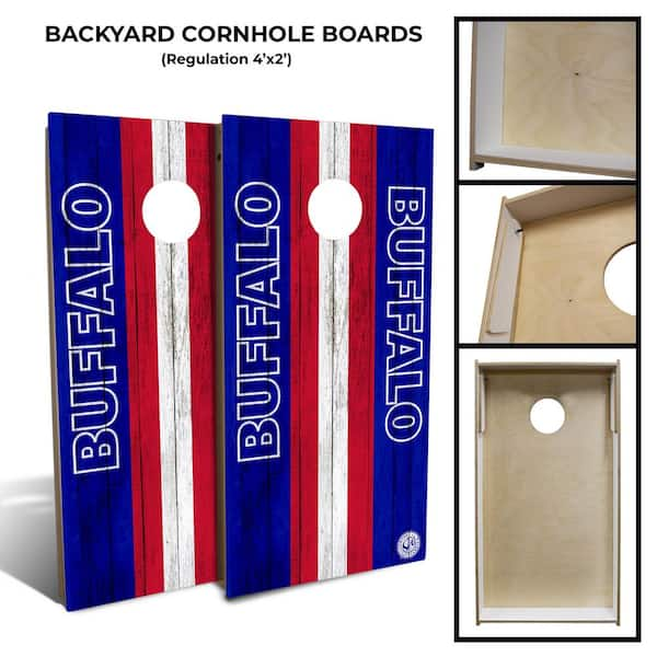 Slick Woody's Backyard Buffalo Football Cornhole Board Set in Multi-Color