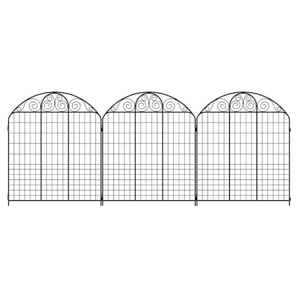 Black Steel Fence Panel 3 Pack, Decorative Metal Garden Fencing Home Depot