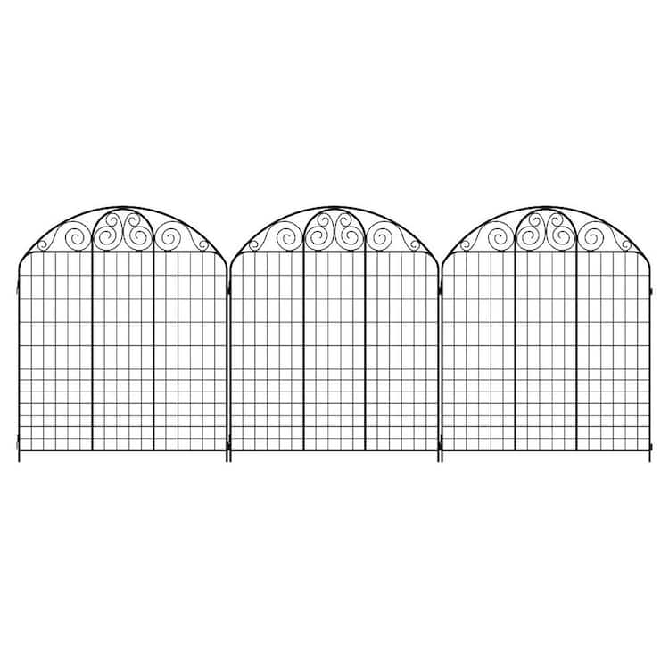 Vigoro Rockdale 43.8 in. Black Steel Fence Panel (3-Pack)