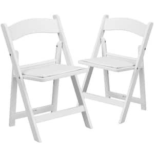 White Vinyl Seat with Resin Frame Kids' Folding Chair (2-Pack)