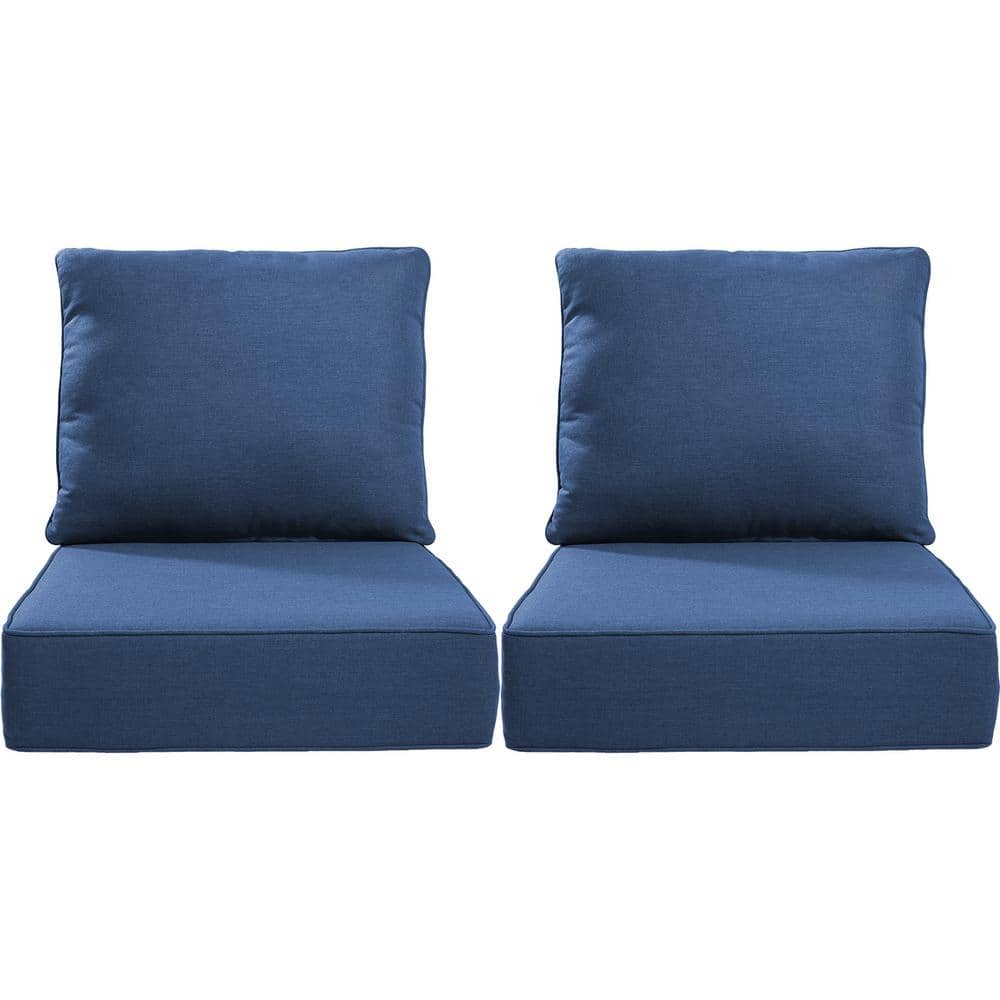 24 in. x 24 in. x 6 in. 4-Piece Deep Seating Water & Fade Resistant Outdoor Lounge Chair Replacement Cushion Set in Blue price history on PriceWatchPro