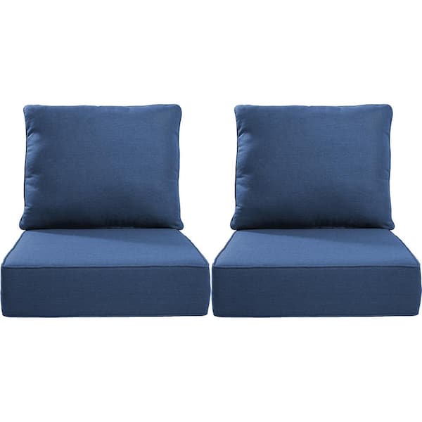 22 in. W x 24 in. D x 6 in. T 4-Piece Water and Fade Resistant Outdoor Lounge Chair Replacement Cushion Set in Blue