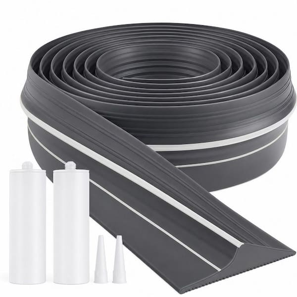 Gray Rubber Garage Door Threshold Seal Strip, 20 ft. Universal Waterproof Weather Stripping Bottom Door Sealing Kit