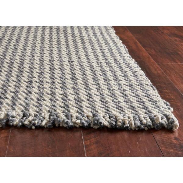 Cyra Light Gray 9 ft. x 12 ft. Striped Modern Hand-Woven Wool Area Rug