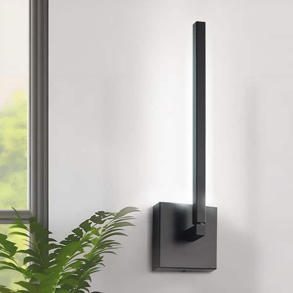 Henveton Wigston 4.52 in. Black Modern LED Wall Sconce, 12-Watts Cool Light 5000K Wall Mount Light for Hallway, Bathroom, Bedroom