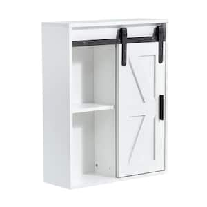 21.7 in. W x 27.6 in. H Rectangular White Sliding Door Surface Mount Medicine Cabinet without Mirror