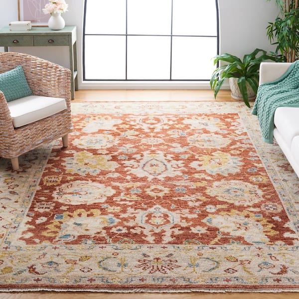 Samarkand 8 ft. x 10 ft. Rust/Beige Ornate Border Area Rug