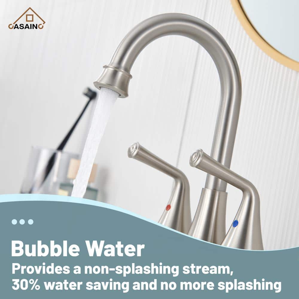 Brushed Nickel Dual Handle Bathroom Sink Faucet with Drain Kit