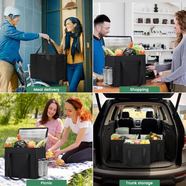 Misopily 32 qt. Insulated Reusable Grocery Bags 2 Pack Foldable