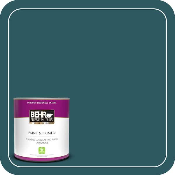 BEHR PREMIUM PLUS 1 qt. #QE-47 Petro Blue Eggshell Enamel Low Odor Interior Paint & Primer