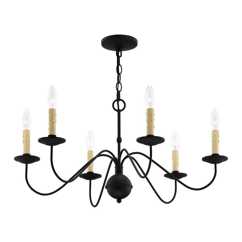Heritage Black Steel 6-Light Candelabra Chandelier