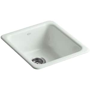 Iron/Tones Drop-In/Undermount Cast-Iron 17 in. Single Bowl Kitchen Sink in Sea Salt