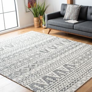 Abstract Ivory/Black 9 ft. x 12 ft. Tribal Area Rug