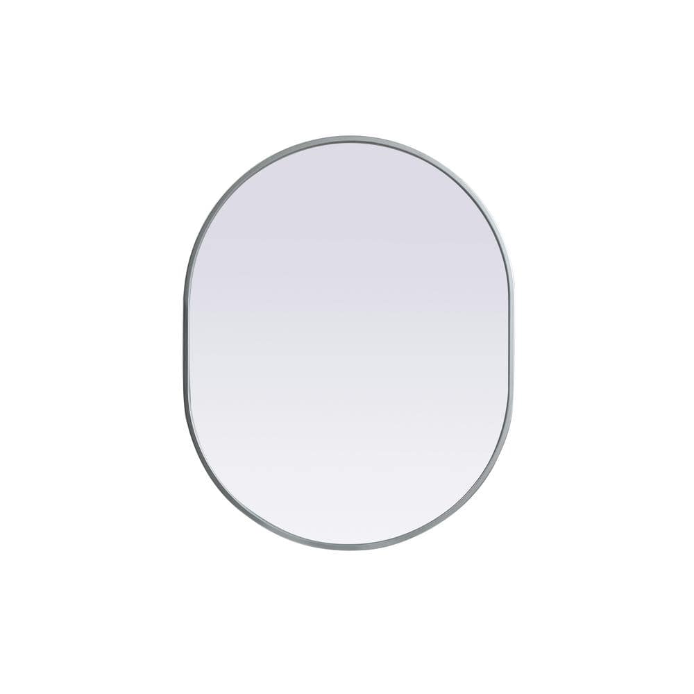 Simply Living 24 in. W x 30 in. H Oval Metal Framed Silver Mirror