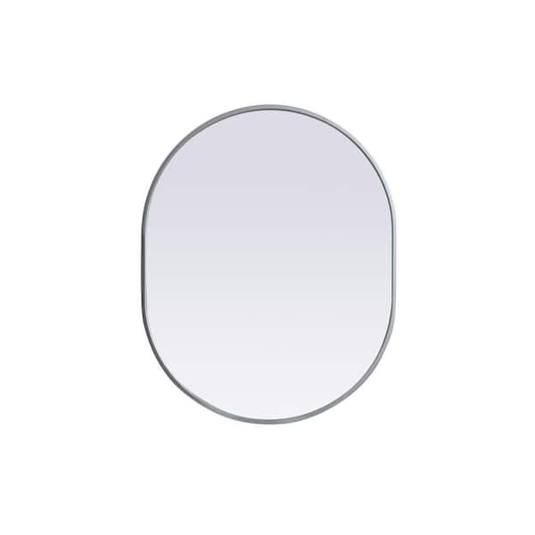 Unbranded Simply Living 24 in. W x 30 in. H Oval Metal Framed Silver Mirror
