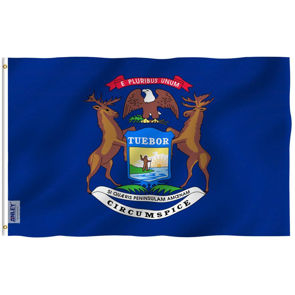Fly Breeze 3 ft. x 5 ft. Polyester Michigan State Flag 2-Sided Flags Banner