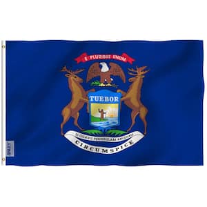 Fly Breeze 3 ft. x 5 ft. Polyester Michigan State Flag 2-Sided Flags Banners with Brass Grommets and Canvas Header