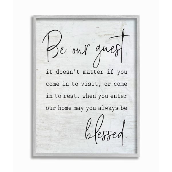 Stupell Industries 11 in. x 14 in. "Be Our Guest Home Family Inspirational Word On Wood Texture" by Lettered and Lined Framed Wall Art