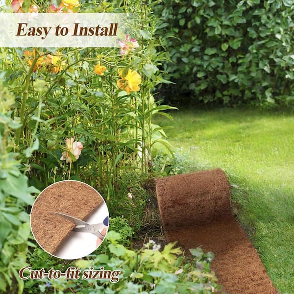 OGETFUUR 6.3 in. W x 120 in. L Coconut Fiber Liner Mulch Mat with