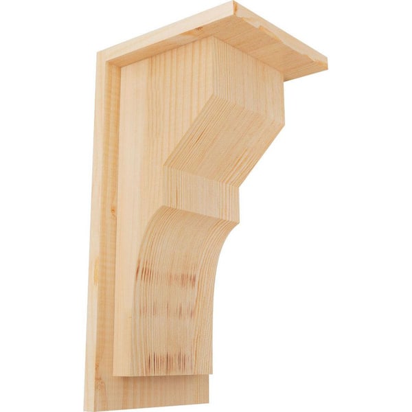Ekena Millwork 7-1/2 in. x 8 in. x 16 in. Douglas Fir Monterey Smooth Corbel with Backplate