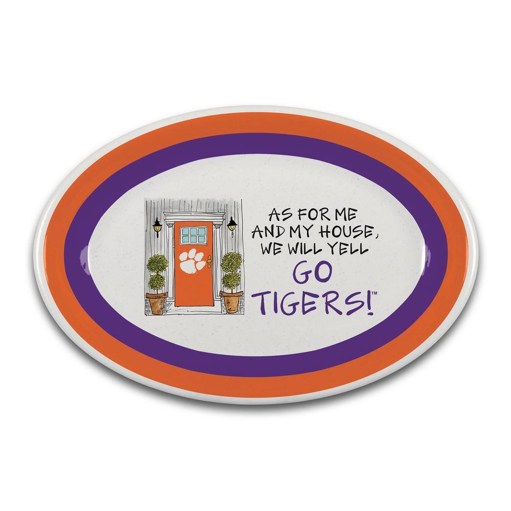Magnolia Lane Clemson As for Me 18 in. Assorted Colors Oval Melamine