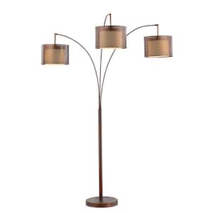 Lumiere II 83 in. LED Antique Bronze Floor Lamp with Double Shade and Dimmer