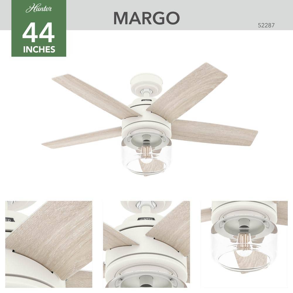 Margo 52" Textured White Ceiling Fan with Light Oak Blades and Remote