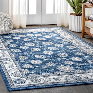 Modern Persian Vintage Moroccan Traditional Navy/Light Grey 3 ft. x 5 ft. Area Rug