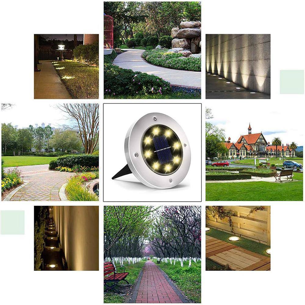 12-Pack Stainless Steel Solar LED Ground Lights