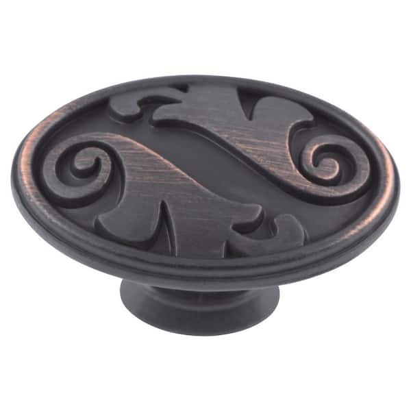 Stone Mill Hardware Oakley 1-1/2 in. Oil Rubbed Bronze Oval Cabinet Knob (10-Pack)