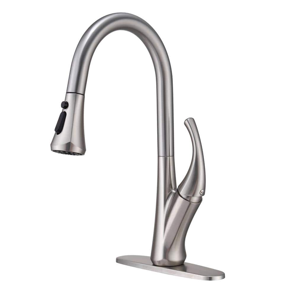 Mondawe Tulip Spray Wand High Arc Pull Down Sprayer Kitchen Faucet Single Handle Deck Mount In