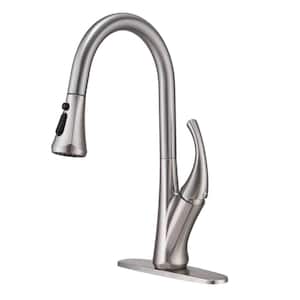 Tulip Spray Wand High Arc Pull Down Sprayer Kitchen Faucet Single Handle Deck Mount in Brushed Nickel