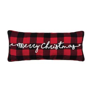 Merry Christmas Buffalo Check Plaid Throw Pillow