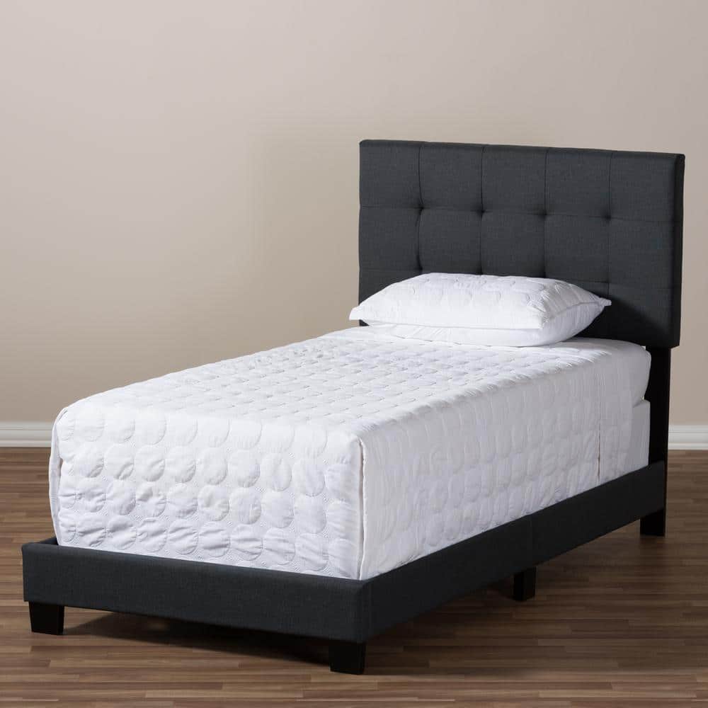 Brookfield Twin Charcoal Gray Tufted Upholstered Bed