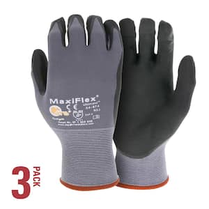 MaxiFlex Ultimate Men's Large Gray Nitrile Coated Outdoor and Work Gloves with Touchscreen Capability (3-Pack)