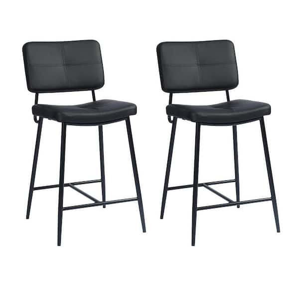 Homy Casa Barstools Black PU Backrest Kitchen Swivel Breakfast Chair Barstool with Metal Leg Max Load (Set of 2)