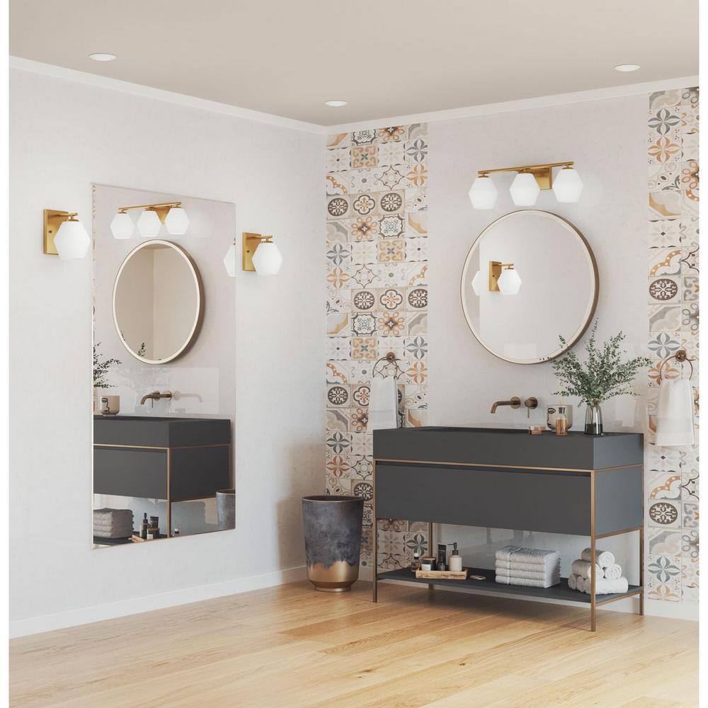 Brushed Gold and Opal Glass Vanity Light