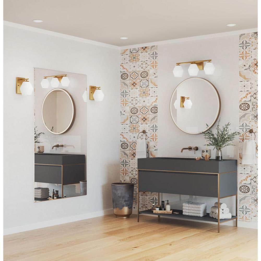 Brushed Gold and Opal Glass Vanity Light